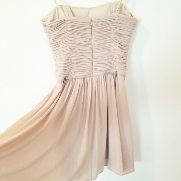 BCBG MAXAZRIA Eve Strapless Pleated Braided Flowy Mini Formal Dress Blush Lined - Picture 6 of 16